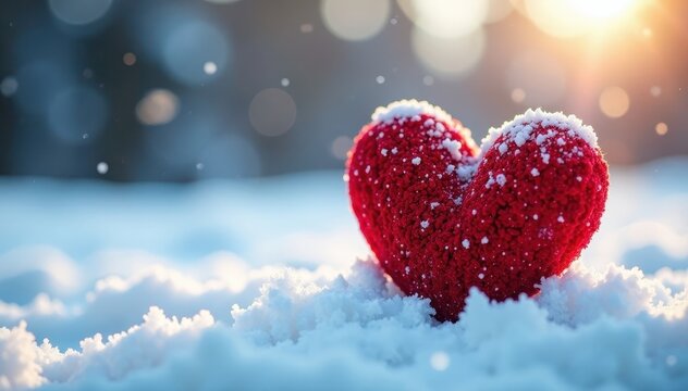 Heart-shaped winter accessory in frosty scenery , accessories, winter