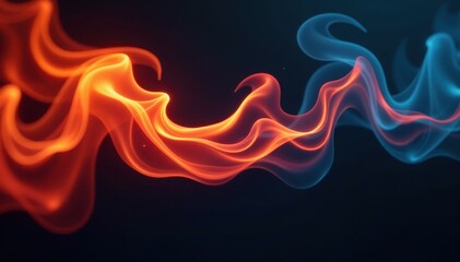 Fototapeta premium Flickering fire with subtle smoke trails on black , smoke, background