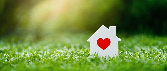 Love heart representing staying at home for a healthy community in a green environment, perfect for health awareness. Generative AI