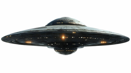 Spaceship Hovers in Space with Futuristic Design and Advanced Technology