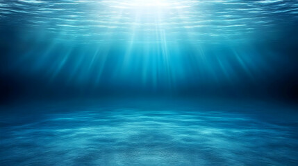 Ocean Floor Sunlight Pierces Deep Blue Water Surface Tranquility