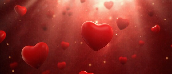 Red hearts falling from above, creating a magical atmosphere for a transparent Valentine’s Day visual. Generative AI