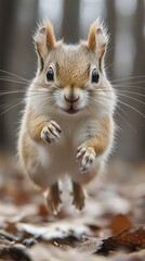 Obraz premium Spread wings flying squirrel mid air in forest high resolution hd picture