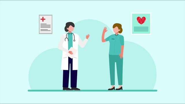 Animated video Medical professional Concept.. Full length animation illustration. High quality 4k footage. 