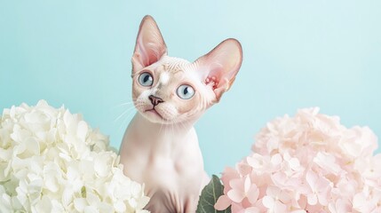 Cat With Flowers Isolated Image