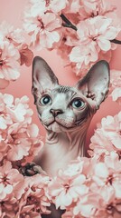 Cat With Flowers Isolated Image