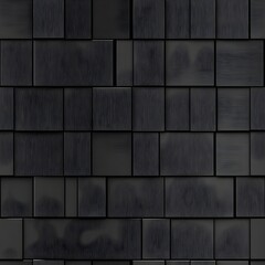 A high-resolution, seamless pattern of dark gray or black square tiles with a subtle, textured, vertical striated effect.