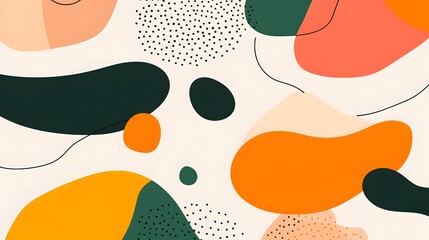 Abstract Orange Green Shapes Background  Modern Art Design