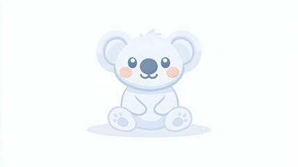 Naklejka premium Adorable baby koala sitting, white background, illustration, perfect for children's book