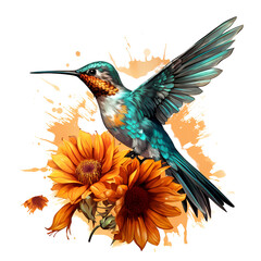 Fototapeta premium Hummingbird Bird Garden Clipart Vector Illustration