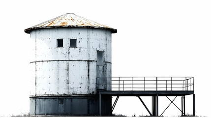 Old Water Tank Stands Tall with Rusty Roof and Metal Platform