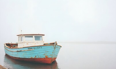 Fototapeta premium an old fishing boat docked at the pier, Generative AI