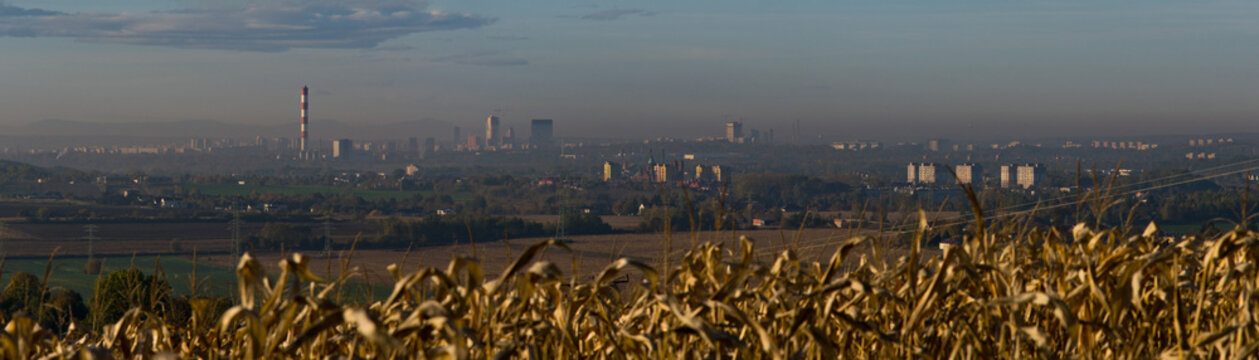 Będzin Grodziec. Widok z g&oacute;ry Dorotki.