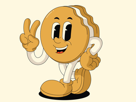 Retro Cartoon Cookie Sandwich Character