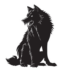 Silhouette of a Livid Wild Wolf – Vector Illustration