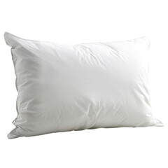 A soft cotton bed pillow with a smooth white cover, isolated on white background
