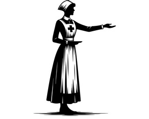 Fototapeta premium Ww1 nurse silhouette. Clipart image isolated on background.