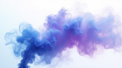 Blue And Purple Smoke Merging Isolated On White Background