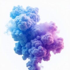 Blue And Purple Smoke Merging Isolated On White Background