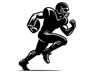 American football player silhouette. Clipart image isolated on background.