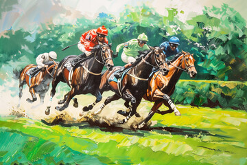 競馬の油絵
