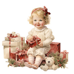 Christmas Baby Clipart Vector Illustration
