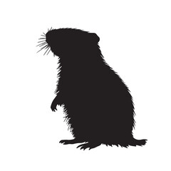 Mouse Silhouette Standing - Vector Illustration