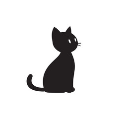 Charming Cat Silhouette from the Side - Vector Illustration