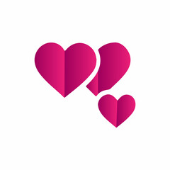 This graphic features three overlapping hearts, crafted in a vibrant, gradient pink.