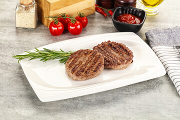 Grilled two beef burger cutlet