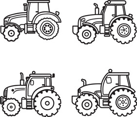 Farm tractor line art illustration