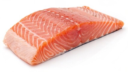 Fresh salmon fillet, appetizing piece on a white background, high-quality image, detailed drawing without noise