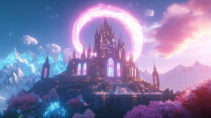 Obraz premium Enchanted Castle in a Mystical Landscape