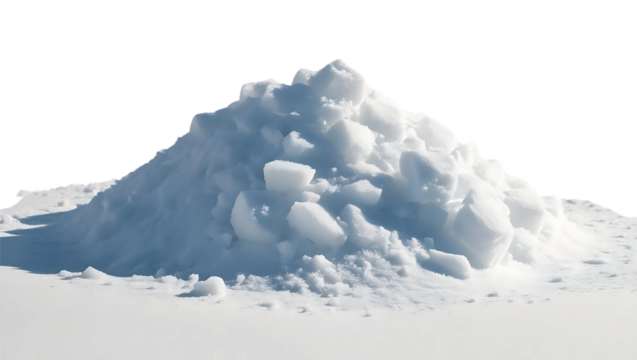 Pile of white snow on transparent background cut out