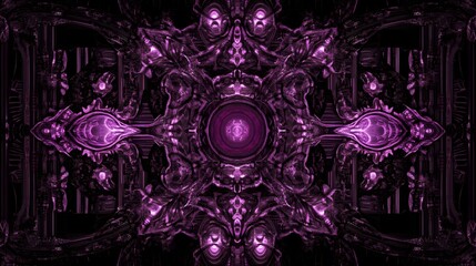 Obraz premium Purple Glowing Abstract Art Mystical Symmetrical Design