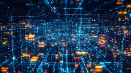 Obraz premium Digital Network Futuristic Data Flow Abstract Technology Background