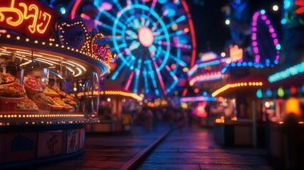 Night at the Amusement Park: Ferris Wheel and Carnival Lights