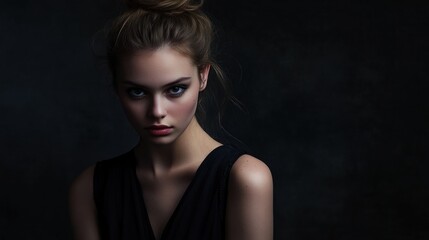 Fototapeta premium Portrait of a young woman with intense gaze.