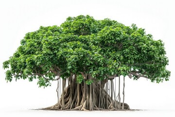 High Resolution Image of Banyan Tree Isolated on a White Background