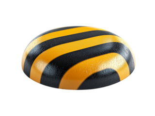 Striped Yellow and Black Round Object on White Background Isolated on transparent background