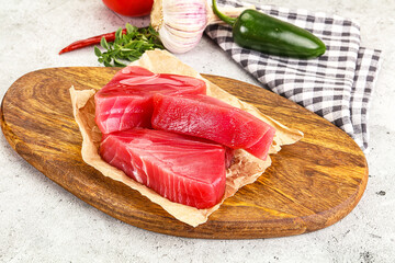 Raw fresh tuna fish steak