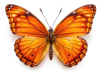 Fototapeta premium A close-up reveals the exquisite texture and color of an orange butterfly's wings in a stunning macro photograph.
