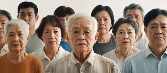 Fototapeta premium A Group Portrait of Asian Elders: Contemplative Expressions and Collective Strength
