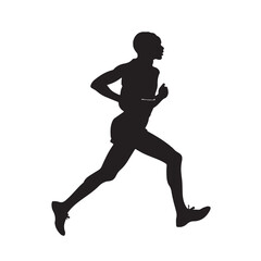 Silhouette of a Male Marathon Runner in Motion - Vector Illustration