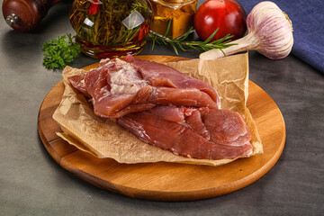 Raw uncooked turkey thigh fillet