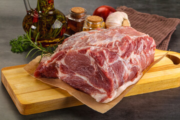 Raw pork neck meat for cooking
