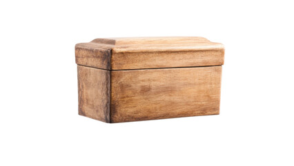 Rustic wooden box on a black background.