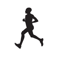 Silhouette of a Male Athlete Running - Vector Illustration