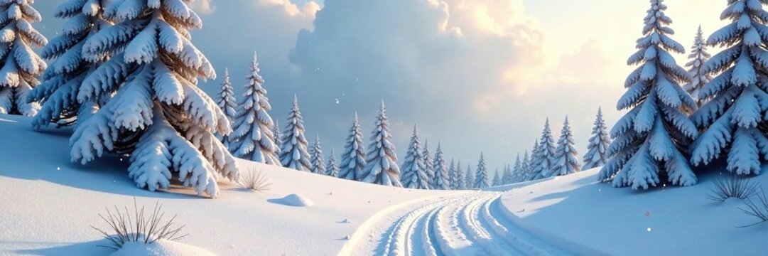 Frostige Schneeflocke in Luft, mit Fokus auf Details der Landschaft, peaceful, winter wonderland