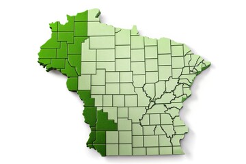 Fototapeta premium Clear Calumet County, WI map. Black outline on white, highlighting its location in the United States.